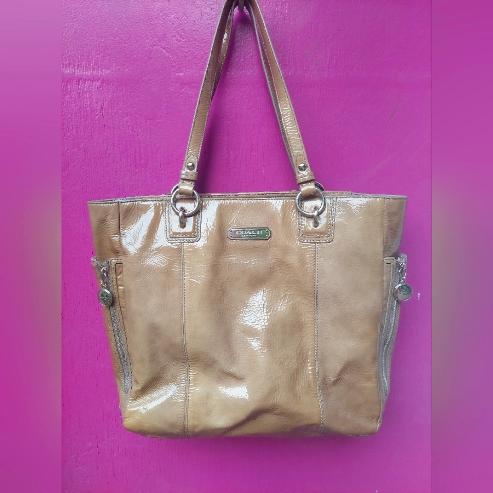Patent leather Coach tote